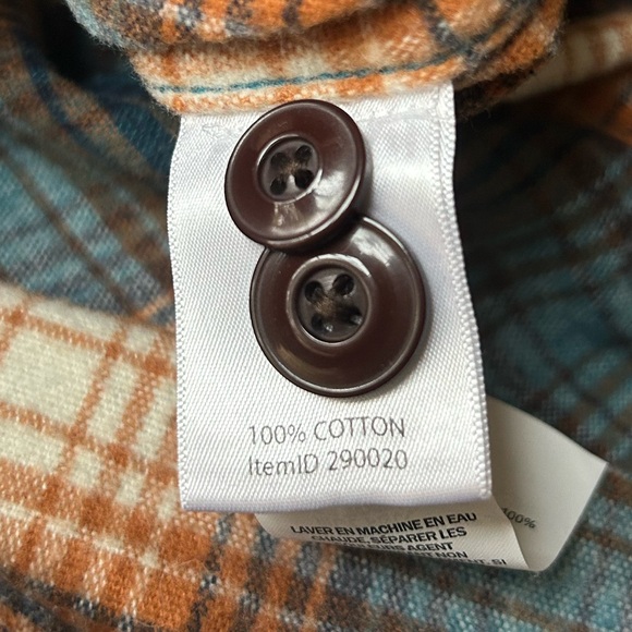 L.L. Bean Signature Blue & Orange 100% Cotton Flannel Shirt Sz: MR Slim Fit - Picture 7 of 8